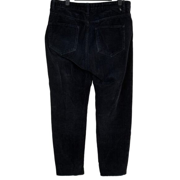 Zara Corduroy Straight Leg High Rise Cropped Pants Trousers Raw Hem 31 Black - Picture 5 of 15